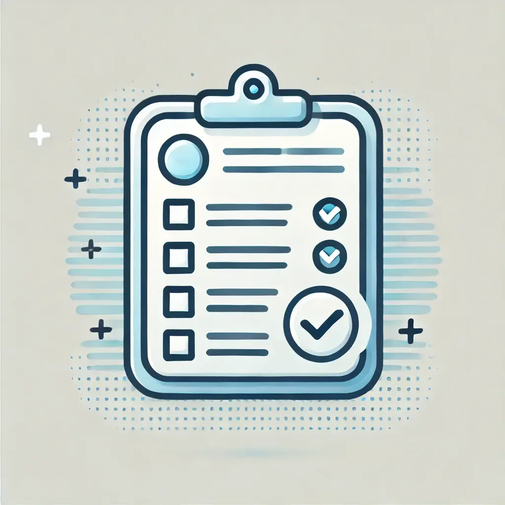 DALL·E 2025-03-22 21.15.59 - A modern, clean, and simple questionnaire icon. The icon should show a clipboard with a few lines of text representing questions and checkboxes next t