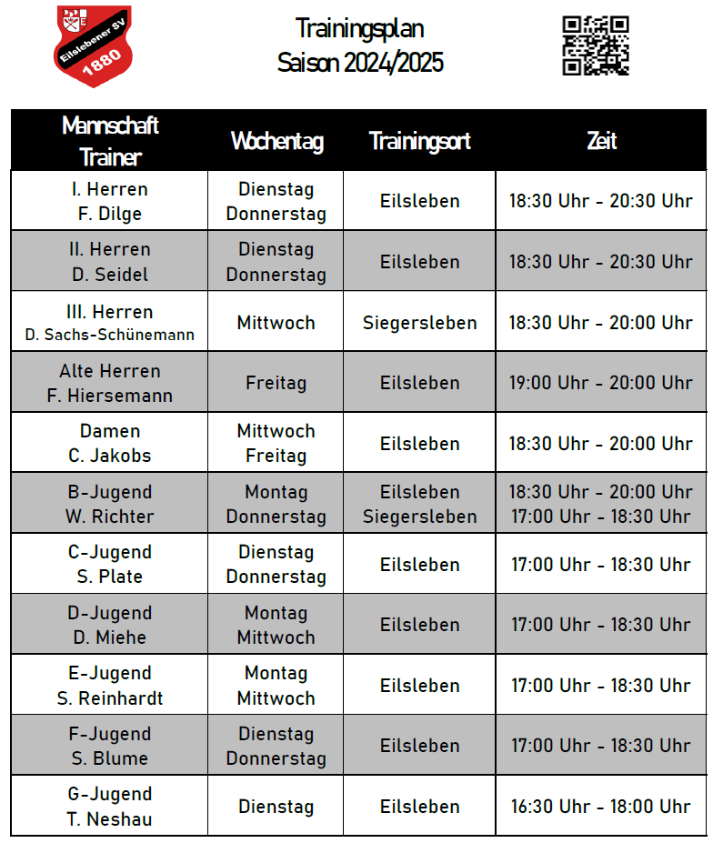 Trainingszeiten