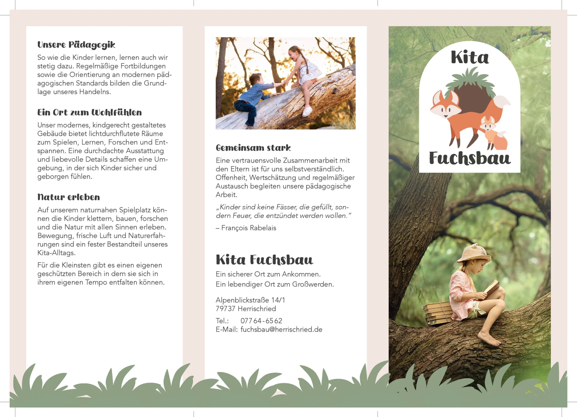 Flyer der Kindertagesstätte Fuchsbau 1 von 2