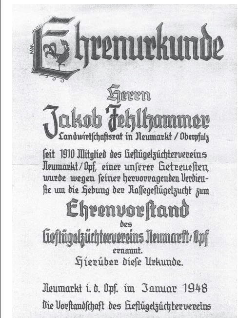 Jakob Fehlhammer - 1948 zum Ehrenvorsitzender des GZV Neumarkt