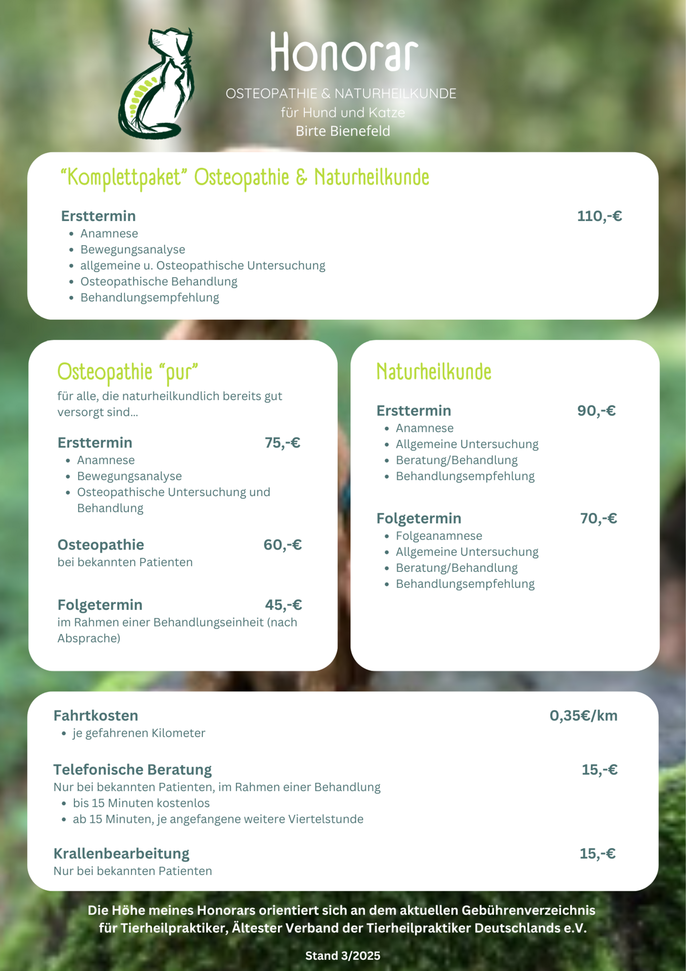 Honorar Osteo und Naturheilkunde 3-25