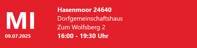 Blutspende in Hasenmoor - Ankündigung (Juli 2025)