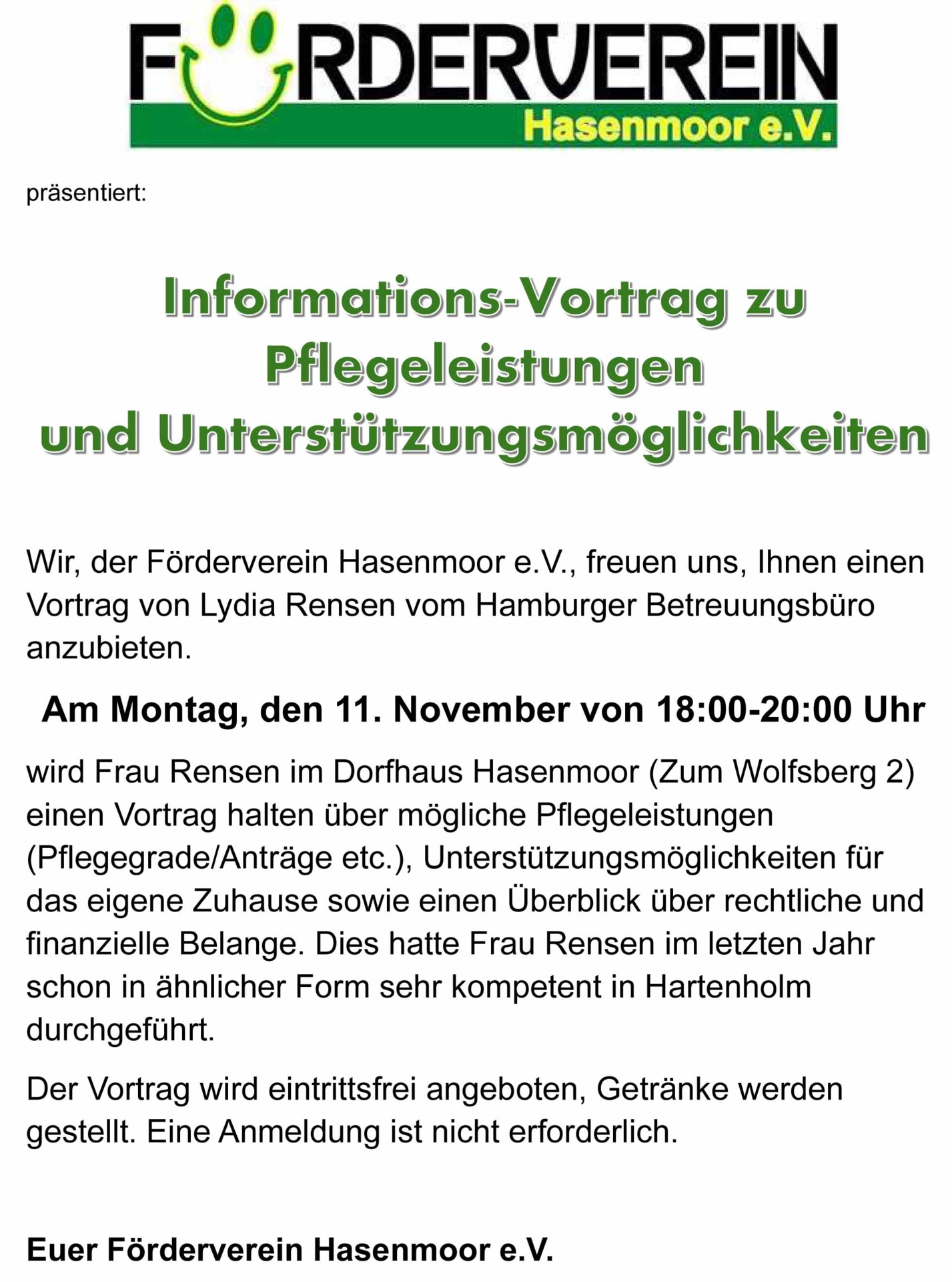 Info-Vortrag zu Pflegeleistungen und Unterstützungsmöglichkeiten (2. Veröffentlichung)