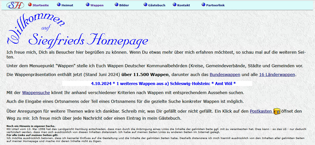 Willkommen auf Siegfrieds Homepage - Screenshot