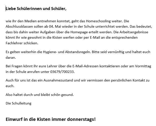 Schülerbrief Schülerbrief