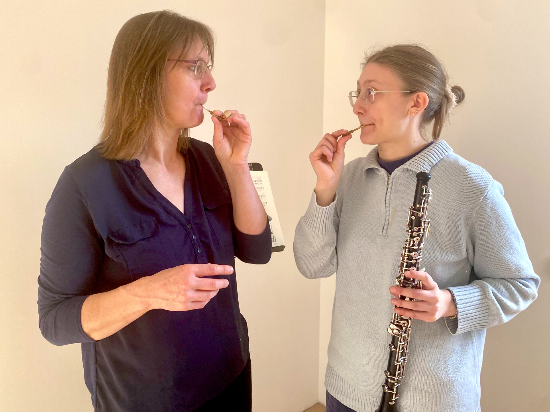 Oboen Lehrerin mit Schülerin