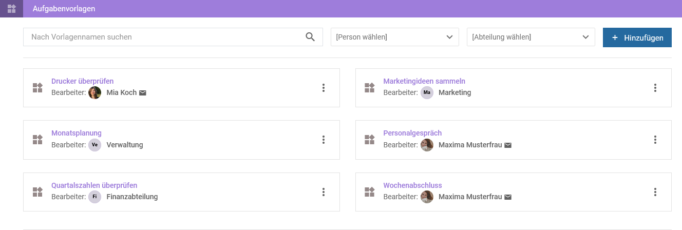 Aufgabenvorlagen