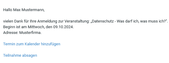 Buchungsbestätigung per E-Mail