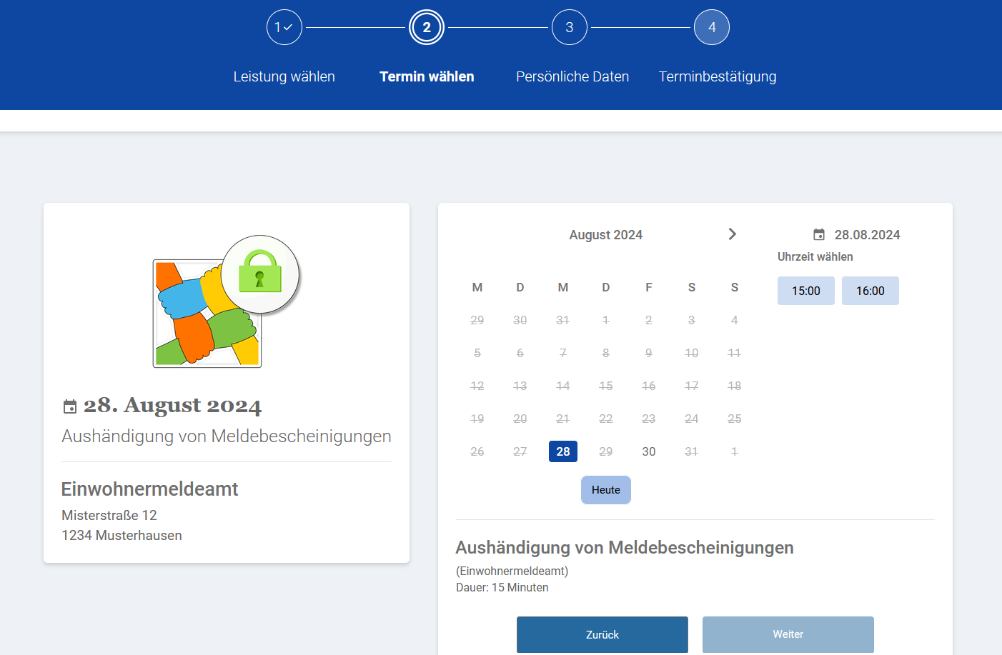 Anpassbare Buchungswebseite