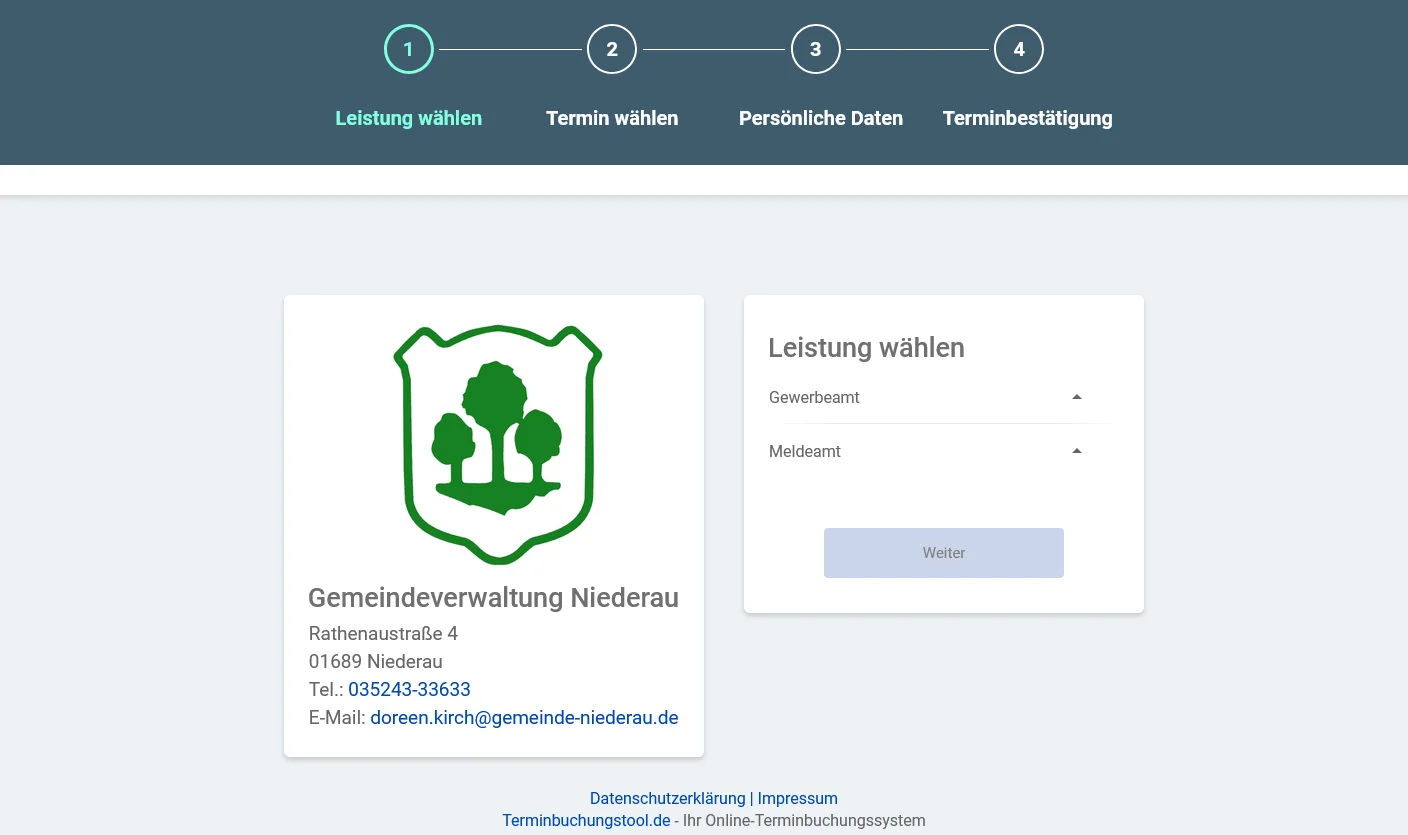 Buchungswebseite Gemeinde Niederau