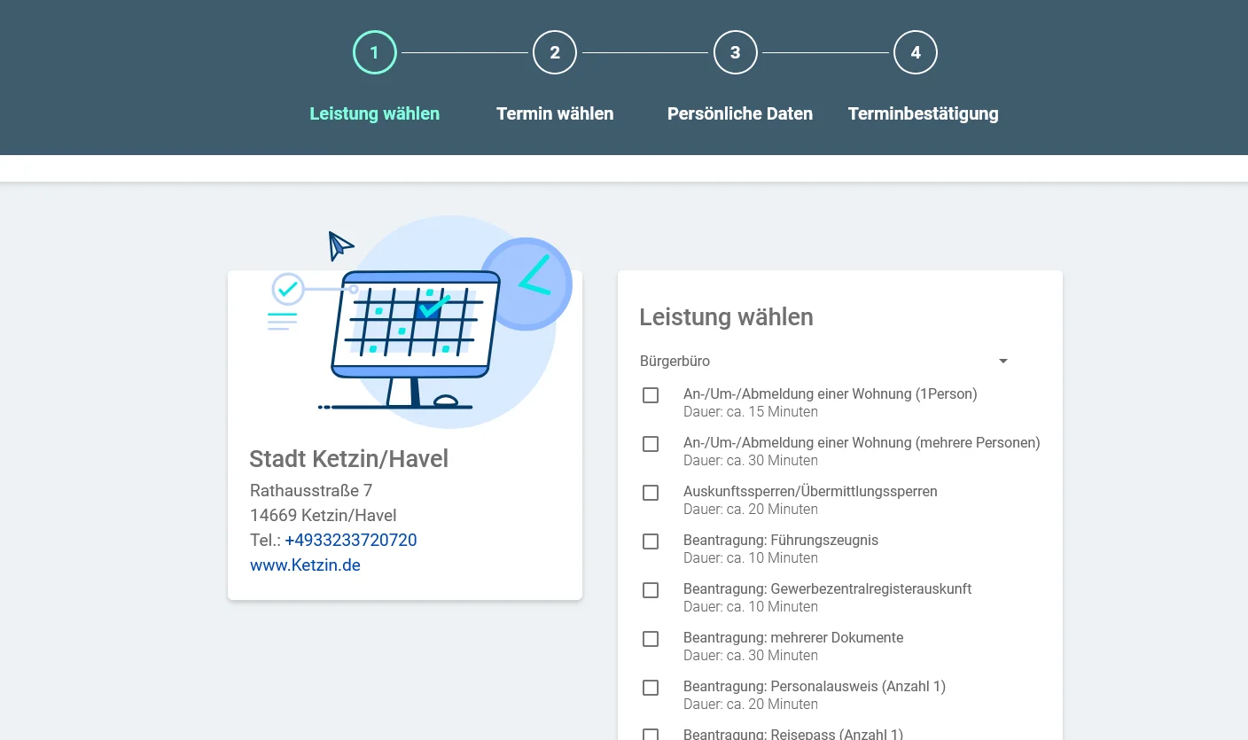 Buchungswebseite  Stadt KetzinHavel