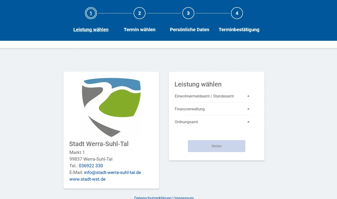 Buchungswebseite Stadt Werra-Suhl-Tal