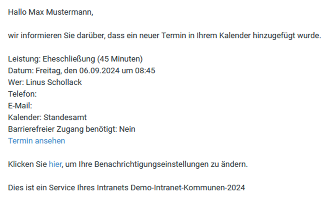 E-Mailbenachrichtigung