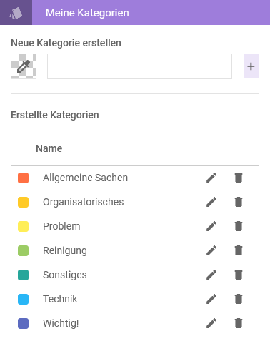Aufgabenkategorien erstellen