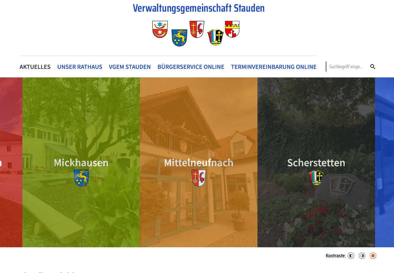 Webseite Verwaltungsgemeinschaft Stauden