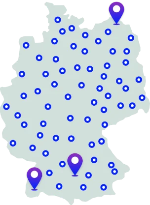 Deutschlandkarte mit Pins