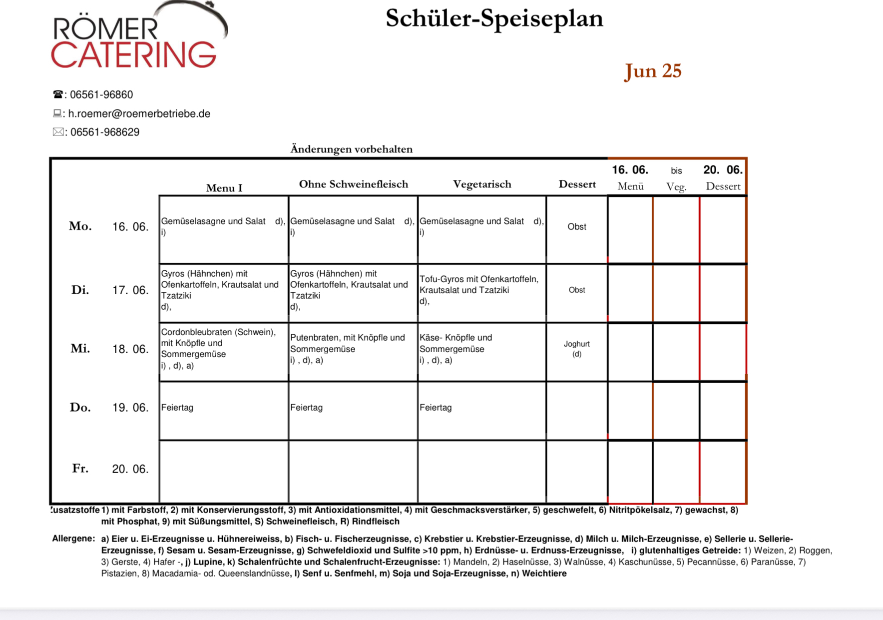 Speiseplan