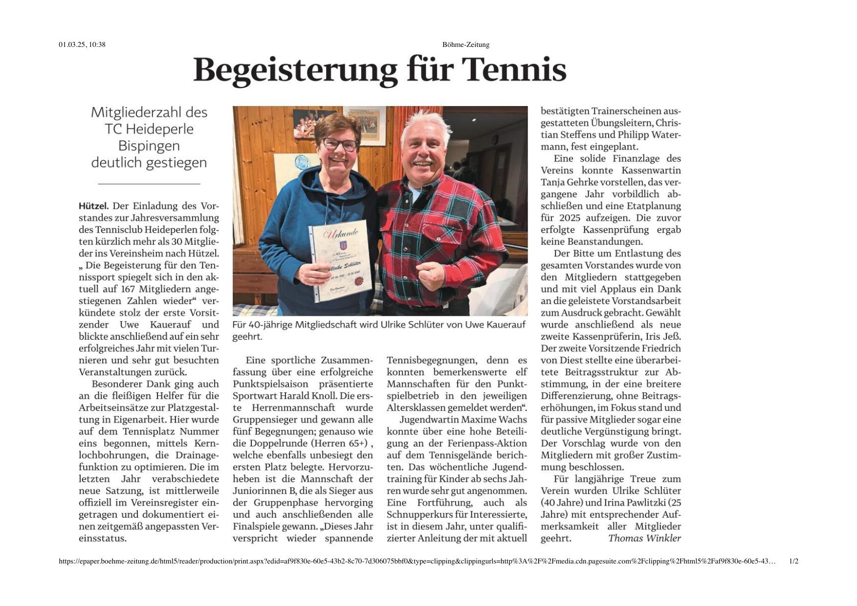 Jahreshauptversammlung 15.02.2025