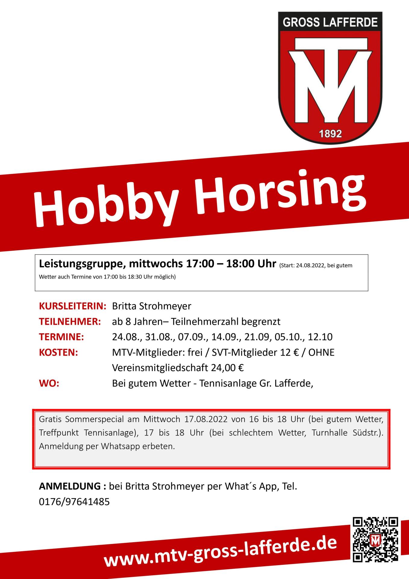 Hobby Horsing Leistungskurs ab August 2022