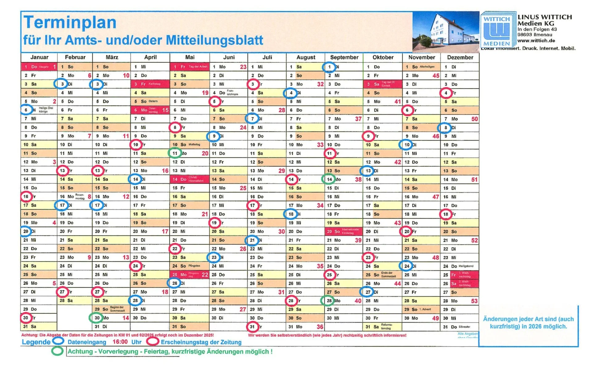 Redaktionsschlüsse 2026