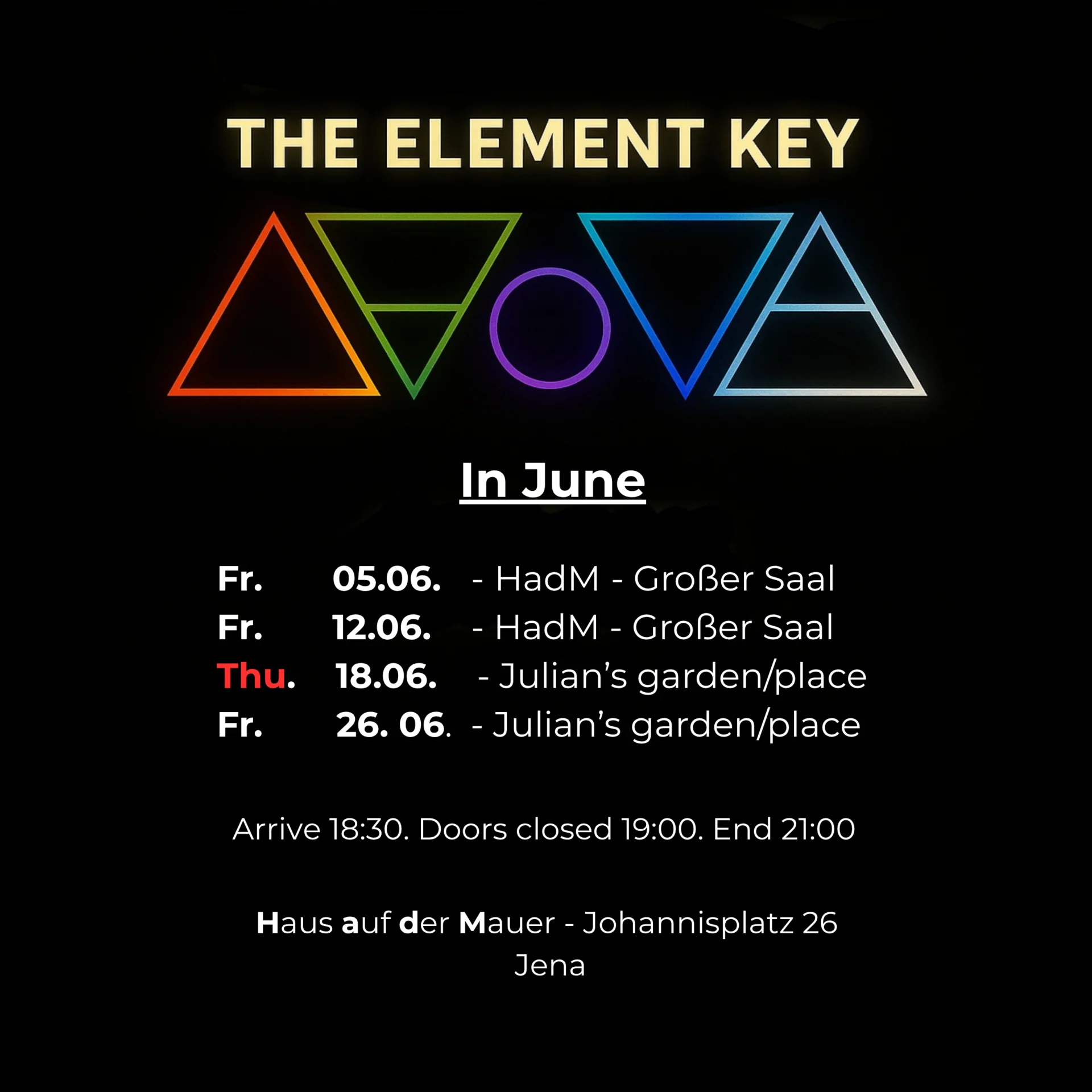 The Element Key Jena Termine Juni 2026