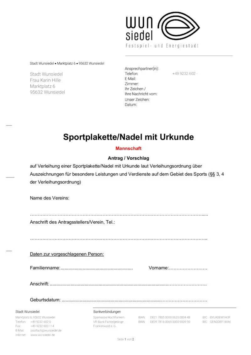 Sportplakette Nadel