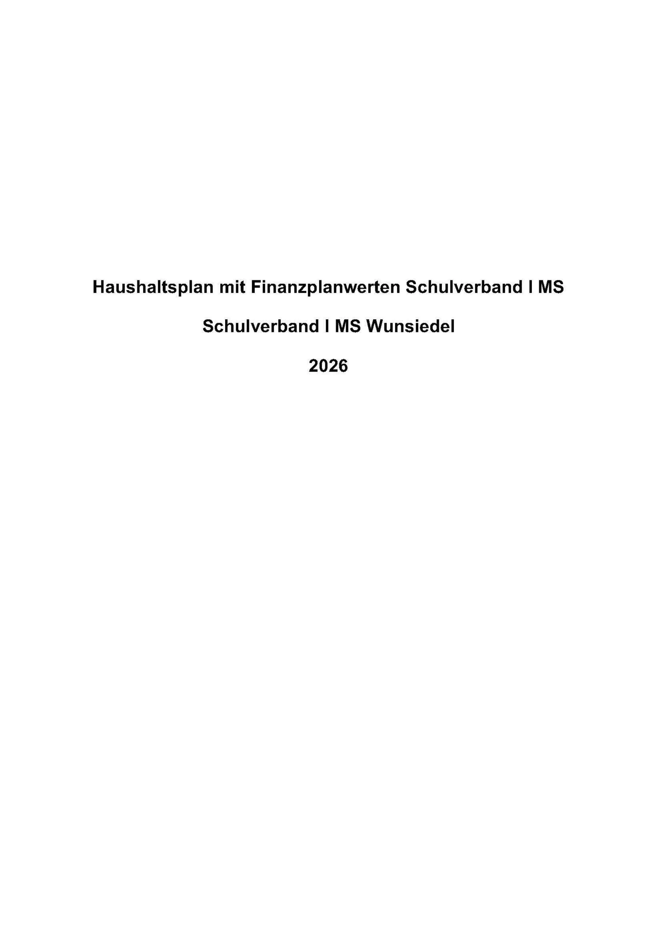 Haushaltsplan 2026 Schulverband | MS