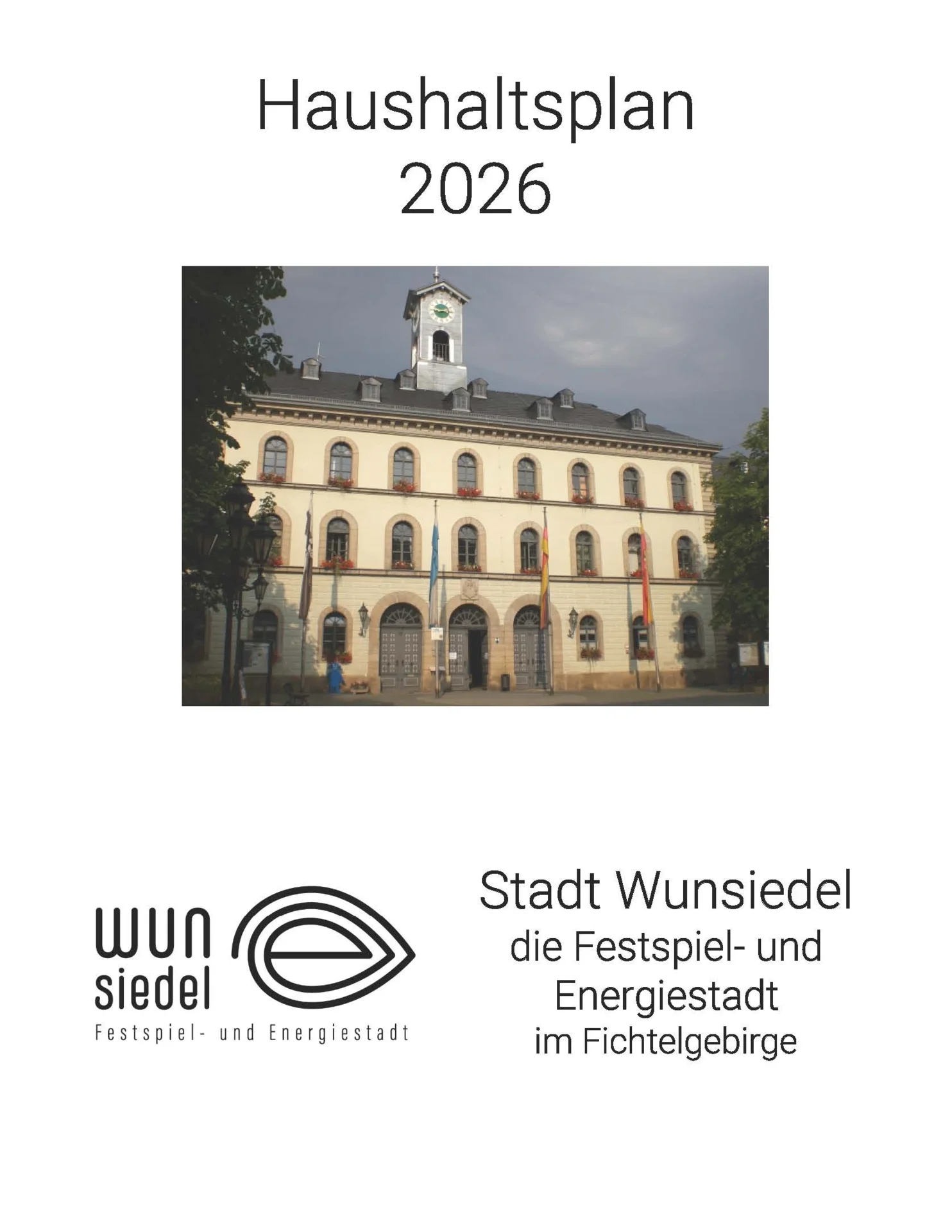 Titel Haushaltsplan Stadt Wunsiedel 2026 mit Anlagen