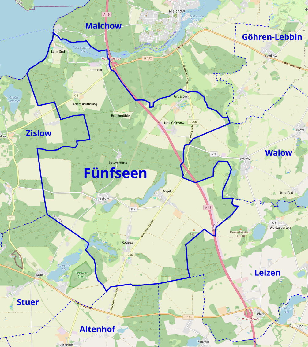 Karte Fünfseen