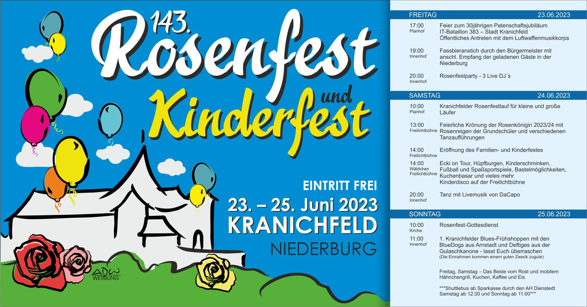 Rosenfest Programm Flyer