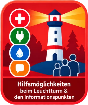 Schaltfläche Hilfsmöglichkeiten beim Leuchtturm und den Informationspunkten