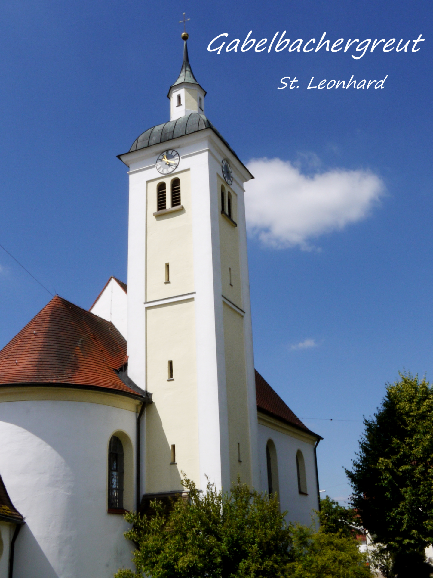 Gabelbachergreut, Kirchturm St. Leonhard; Foto: Max Trometer