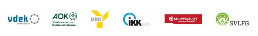 Horizontale Logos - vdek, AOK, BKK, iKK, Knappschaft, SVLFG
