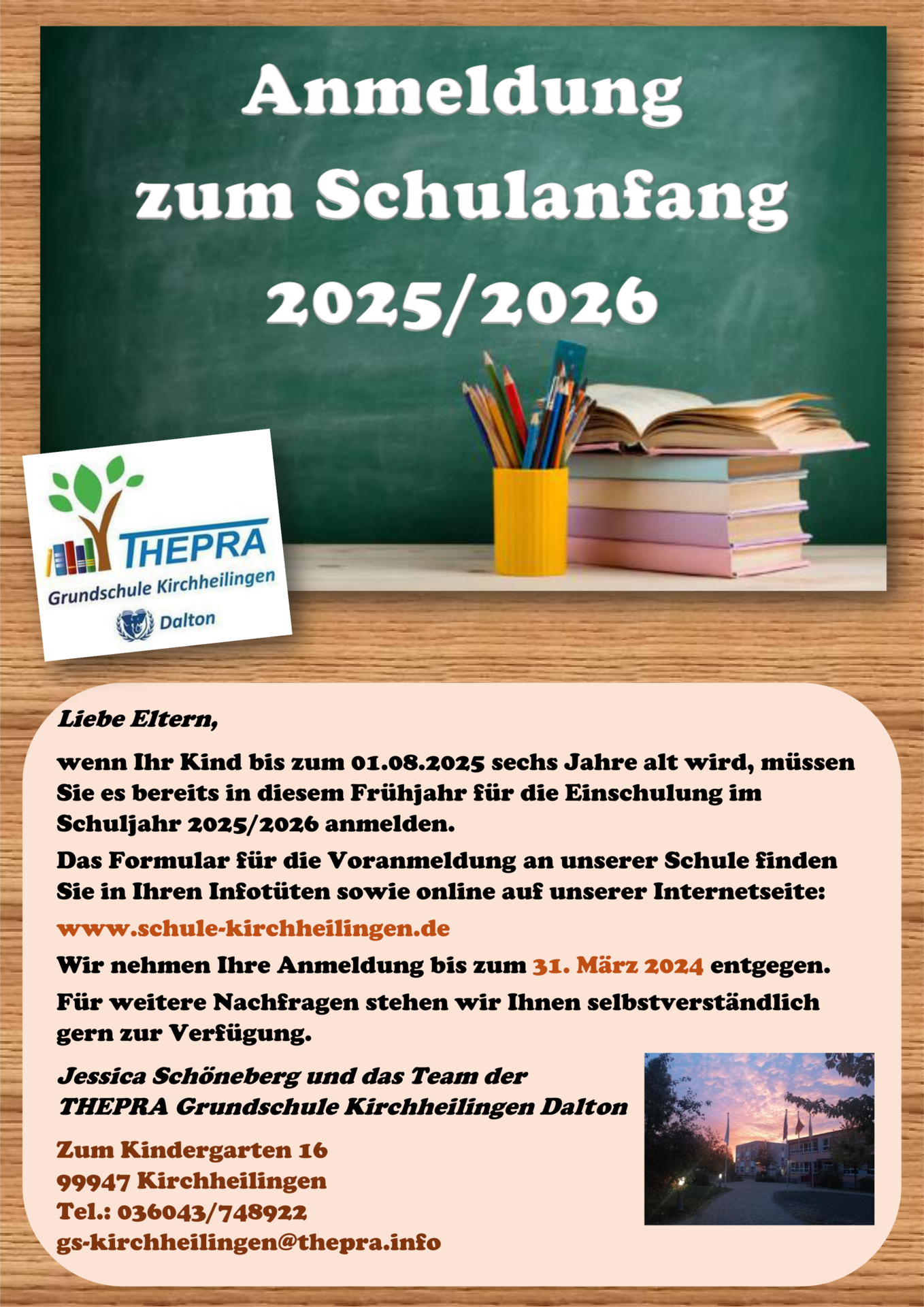 Anmeldung Schuljahr 2025-2026
