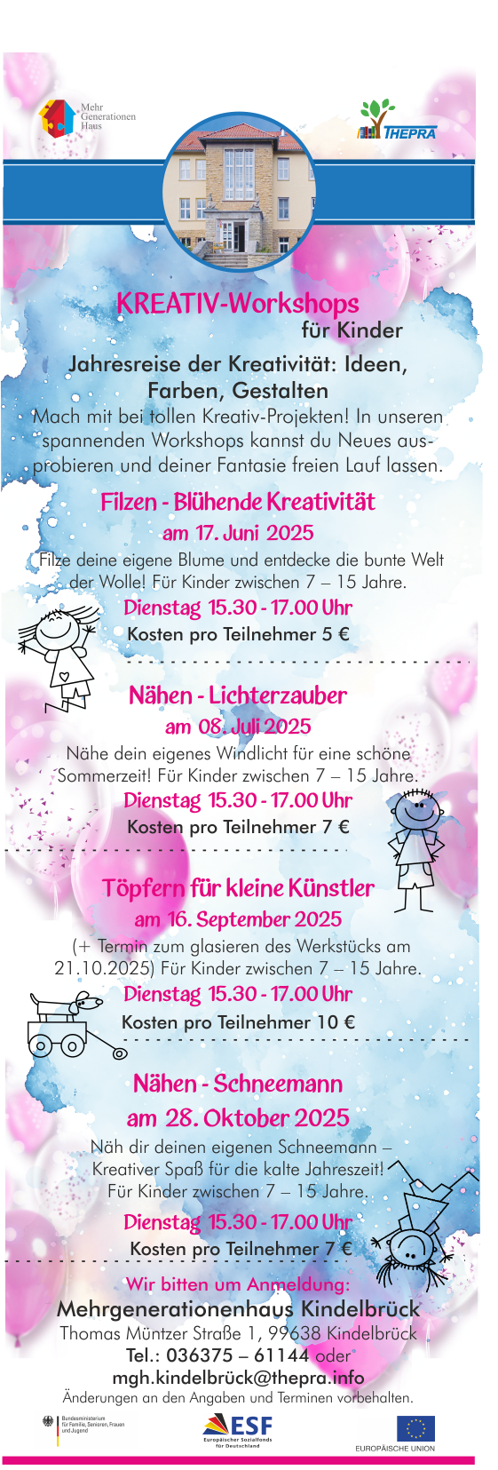 Kreativ Workshops Kinder 2025