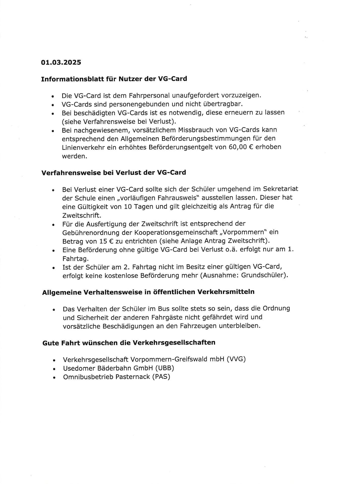 Informationsblatt VG-Card