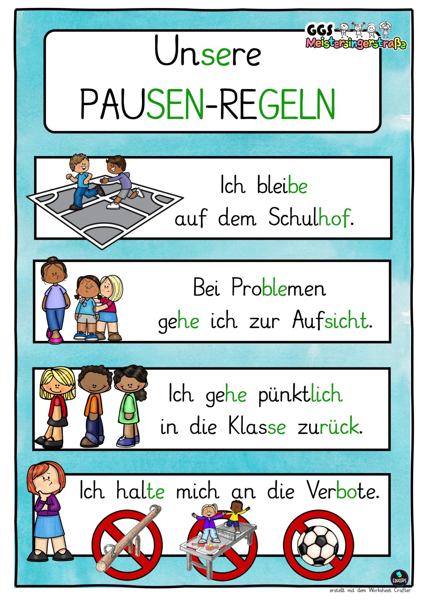 Pausenregeln Meistersingerstrasse