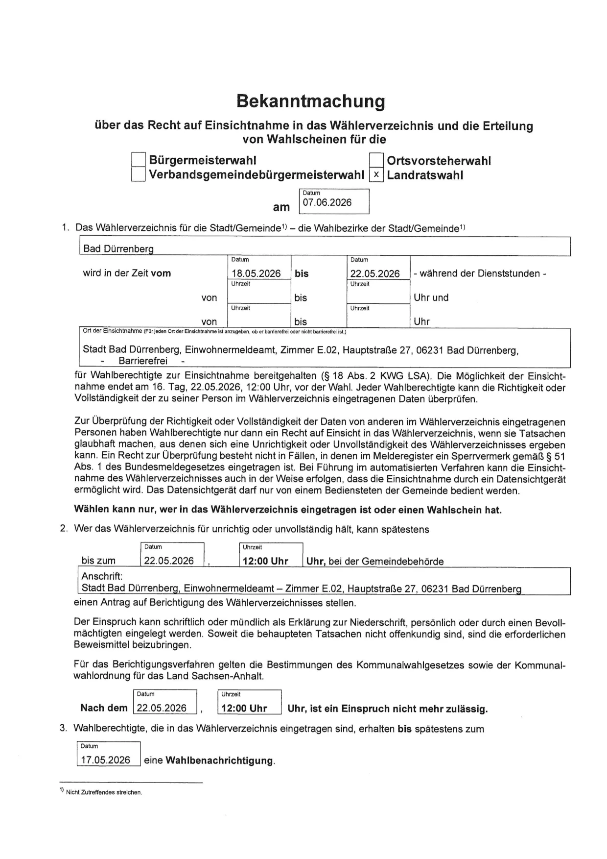 Bekanntmachung Einsichtnahme Wählerverzeichnis-1