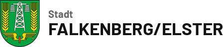 Logo mit Wappen der Stadt Falkenberg/Elster, Link zur Startseite