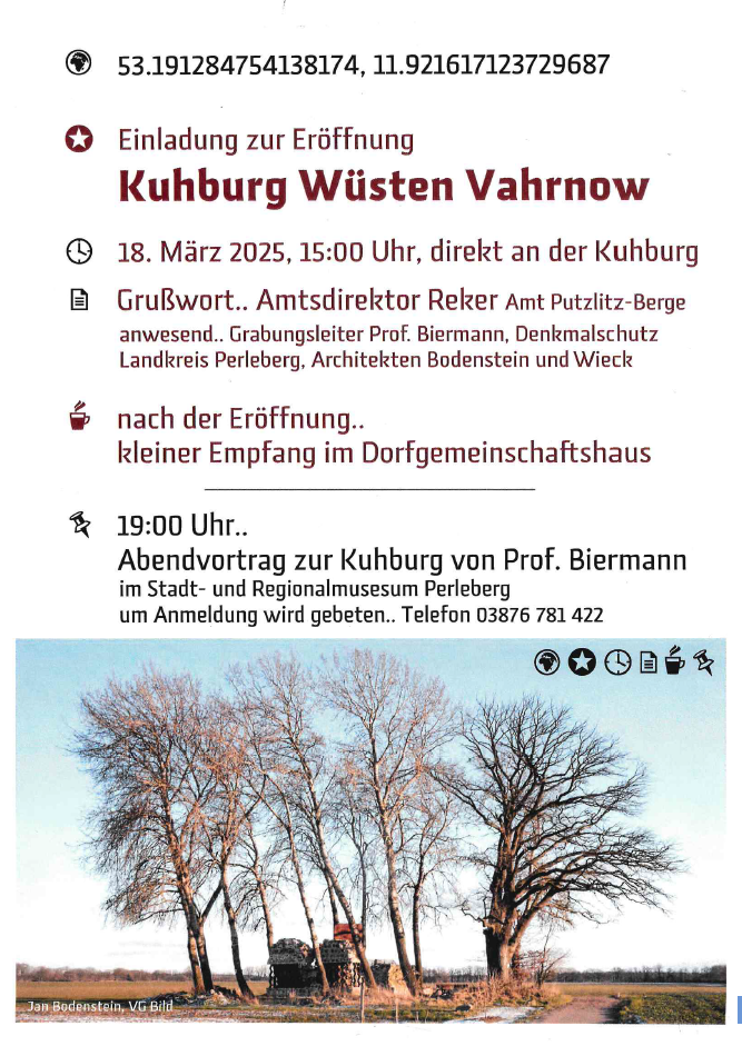 Plakat Kuhburg Wüsten Vahrnow 18.03.2025