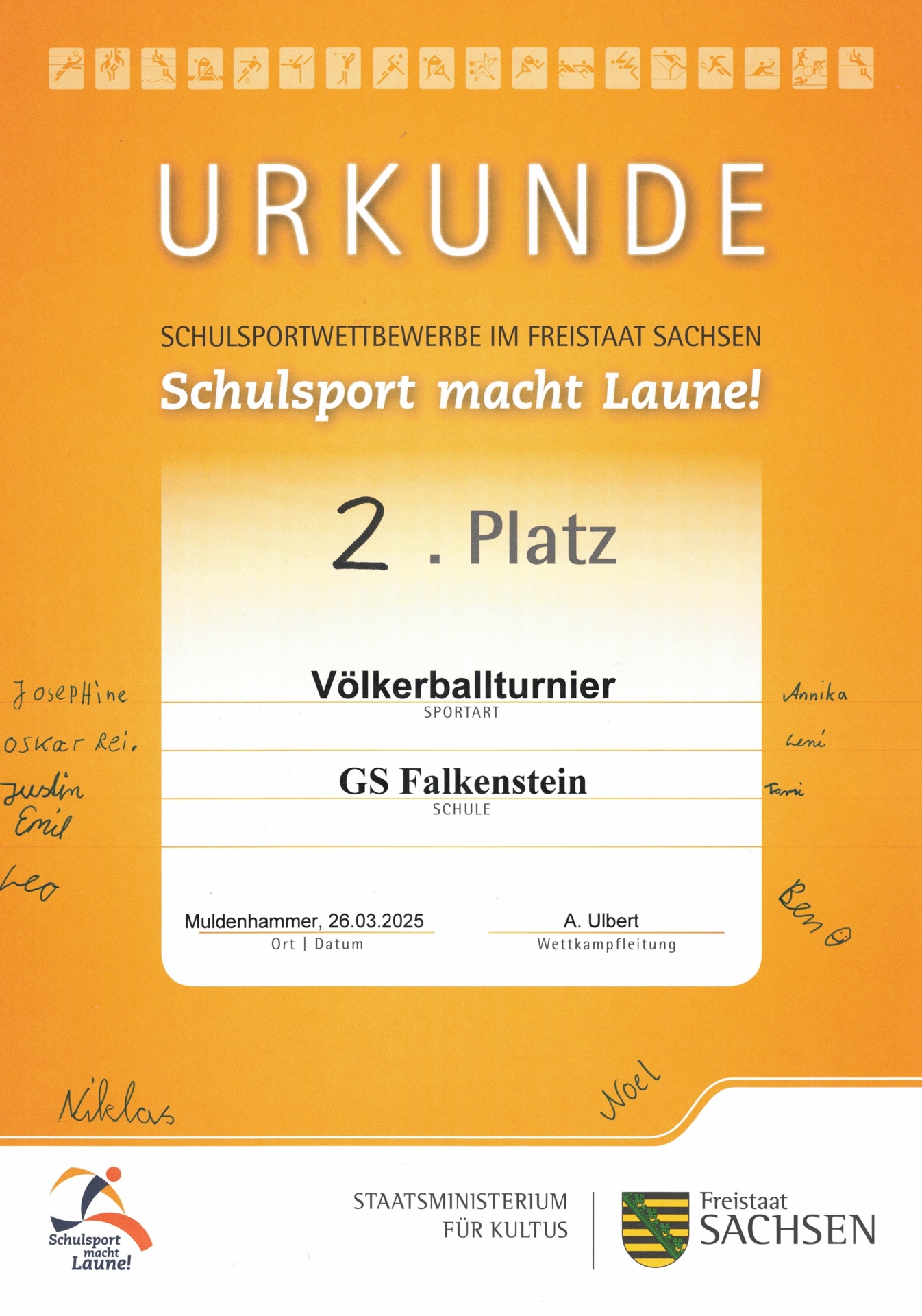 Völkerball 2025 Urkunde