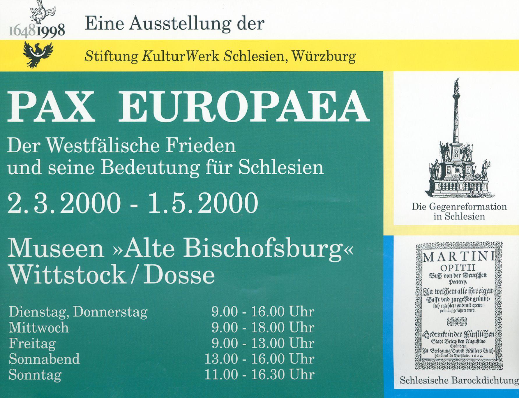 2000 PAX EUROPAEA - Der Westfälische Frieden und seine Bedeutung für Schlesien