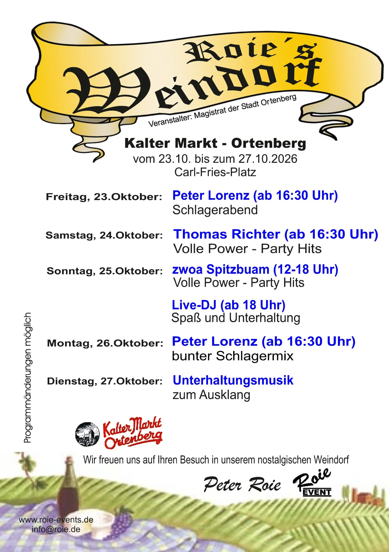 Programm Roie's Weindorf
