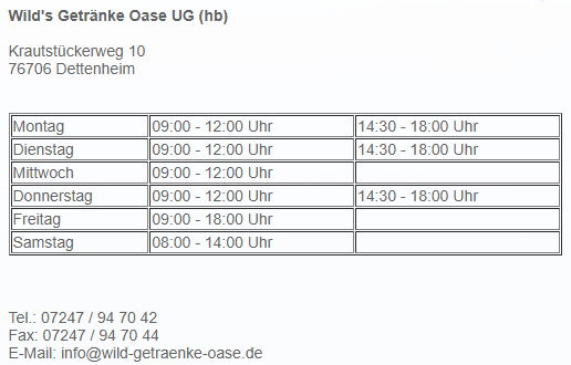 Getränke Oase Öffnungszeiten