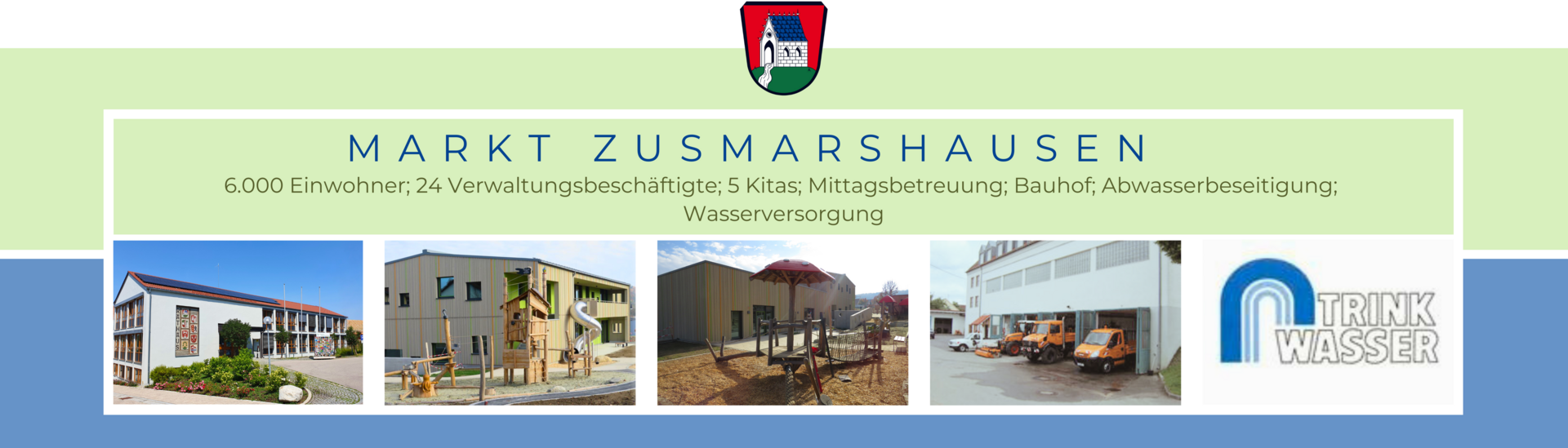 Markt Zusmarshausen - 6.000 Einwohner; 24 Verwaltungsbeschäftigte; 5 Kitas; Mittagsbetreuung; Bauhof; Abwasserbeseitigung;  Wasserversorgung