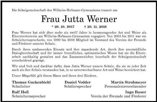 Nachruf Jutta Werner