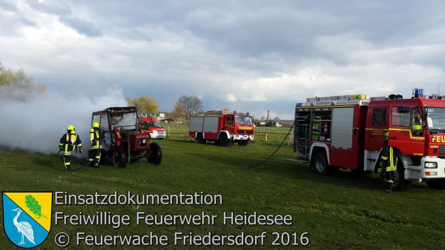 Einsatz 24/2016 | Traktor in Vollbrand | Friedersdorf Wilhelmstraße 28.04.2016