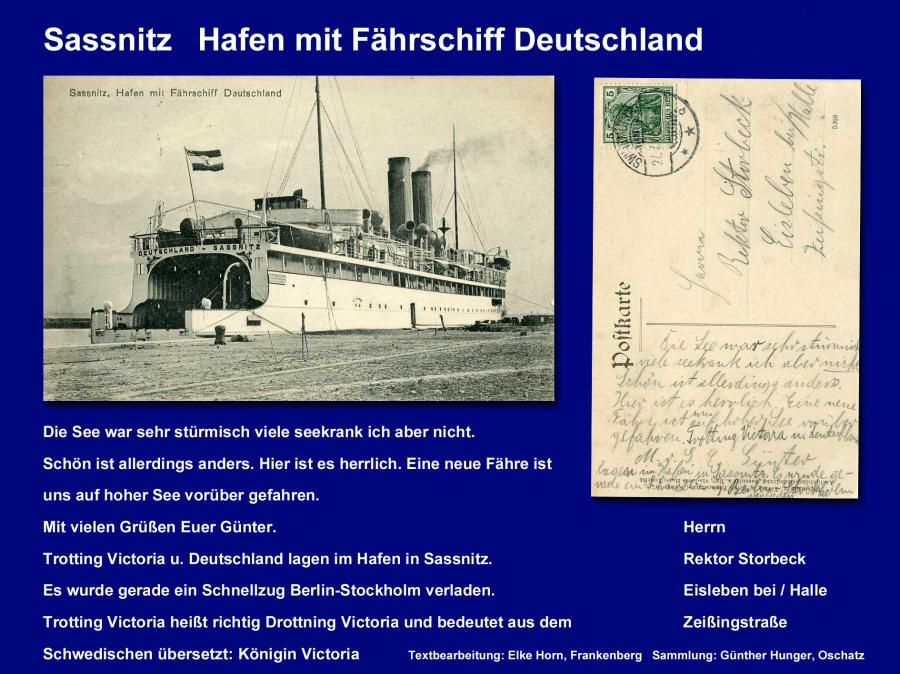 Sassnitz Hafen mit Fährschiff Deutschland