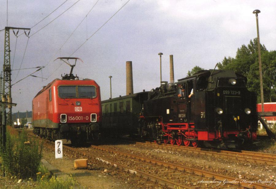 Postkarte Elektrolokomotive BR 143 mit Regionalbahn auf Römertalviadukt 1998 