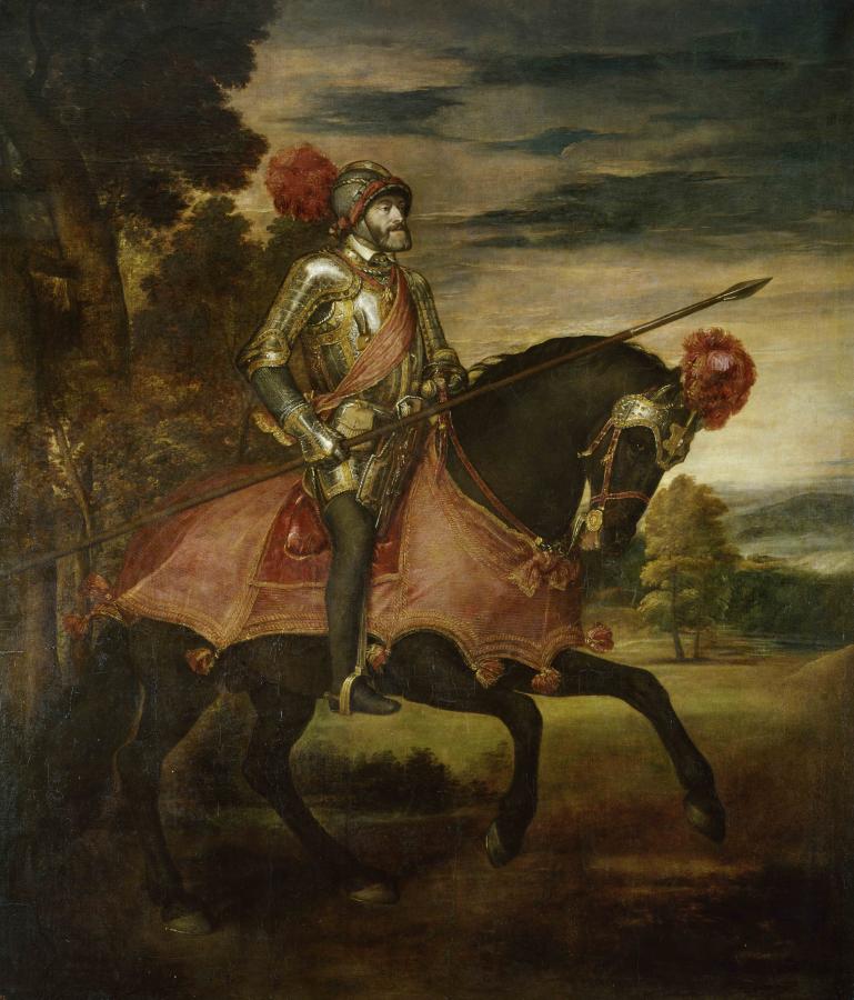 Kaiser Karl V.nach der Schlacht bei Mühlberg, Gemälde von Tizian, 1548